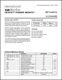 datasheet for IRFY440CM by International Rectifier