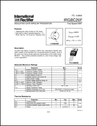 datasheet for IRGBC20F by International Rectifier