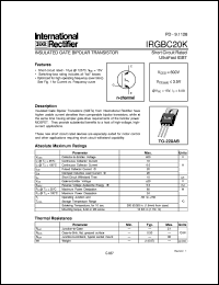 datasheet for IRGBC20K by International Rectifier