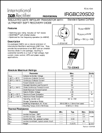 datasheet for IRGBC20SD2 by International Rectifier