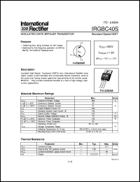 datasheet for IRGBC40S by International Rectifier