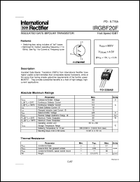 datasheet for IRGBF20F by International Rectifier