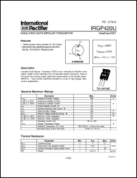 datasheet for IRGP420U by International Rectifier