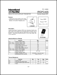 datasheet for IRGPC40S by International Rectifier