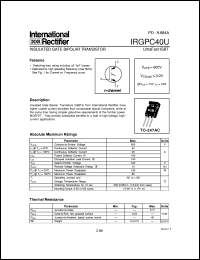 datasheet for IRGPC40U by International Rectifier