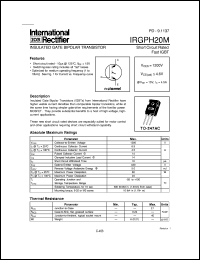 datasheet for IRGPH20M by International Rectifier