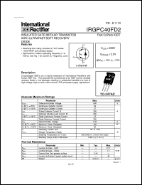 datasheet for IRGPC40FD2 by International Rectifier