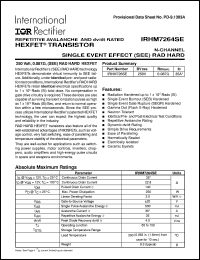 datasheet for IRHM7264SE by International Rectifier