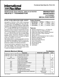 datasheet for IRHNA7064 by International Rectifier