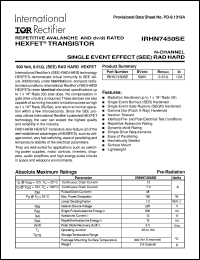 datasheet for IRHN7450SE by International Rectifier