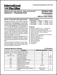 datasheet for IRHNA7260 by International Rectifier