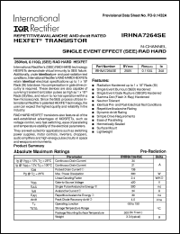 datasheet for IRHNA7264SE by International Rectifier