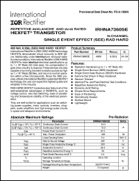 datasheet for IRHNA7360SE by International Rectifier