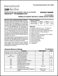 datasheet for IRHNA7460SE by International Rectifier