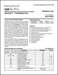 datasheet for IRHNA9160 by International Rectifier