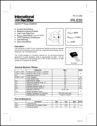 datasheet for IRL630 by International Rectifier