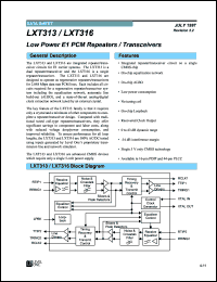 datasheet for LXT313PE by Level One Communications