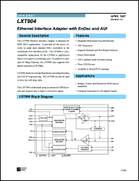 datasheet for LXT904PC by Level One Communications
