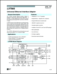 datasheet for LXT905LC by Level One Communications