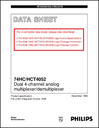 datasheet for 74HCT4052U by Philips Semiconductors