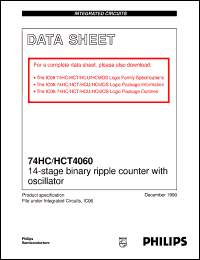 datasheet for 74HC4060PW by Philips Semiconductors