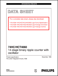 datasheet for 74HCT4060U by Philips Semiconductors