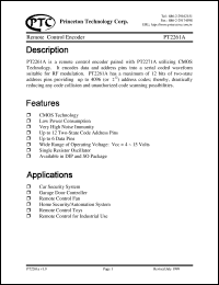 datasheet for PT2261A by Princeton Technology Corp.