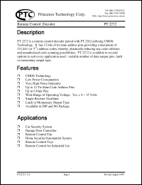 datasheet for PT2272 by Princeton Technology Corp.