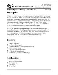 datasheet for PT8215-S by Princeton Technology Corp.