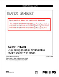 datasheet for 74HCT423U by Philips Semiconductors