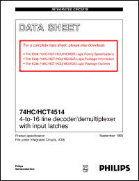 datasheet for 74HC4514U by Philips Semiconductors