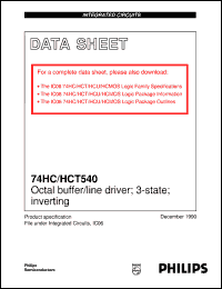 datasheet for 74HCT540DB by Philips Semiconductors