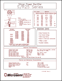datasheet for 1N1199C by Microsemi Corporation