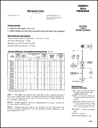 datasheet for 1N3821A by Microsemi Corporation
