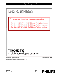 datasheet for 74HC93U by Philips Semiconductors
