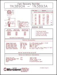 datasheet for 1N3890A by Microsemi Corporation