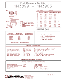 datasheet for 1N3899R by Microsemi Corporation