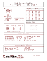 datasheet for 1N3909 by Microsemi Corporation