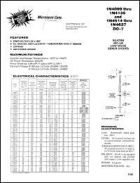 datasheet for 1N4099 by Microsemi Corporation