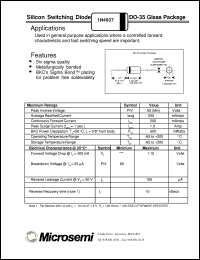 datasheet for 1N4607 by Microsemi Corporation