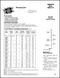 datasheet for 1N4678 by Microsemi Corporation