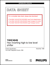datasheet for 74HC4049DB by Philips Semiconductors