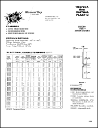 datasheet for 1N4728A by Microsemi Corporation
