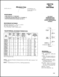 datasheet for 1N4775 by Microsemi Corporation