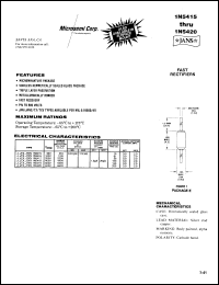 datasheet for 1N5416 by Microsemi Corporation