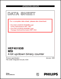 datasheet for HEF40193BU by Philips Semiconductors