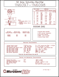 datasheet for 1N6097 by Microsemi Corporation