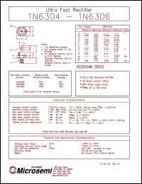 datasheet for 1N6304 by Microsemi Corporation