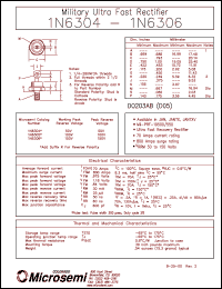 datasheet for 1N6304R by Microsemi Corporation