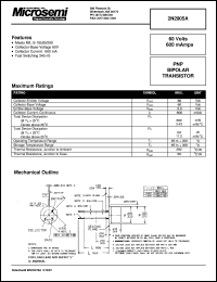 datasheet for 2N2905A by Microsemi Corporation